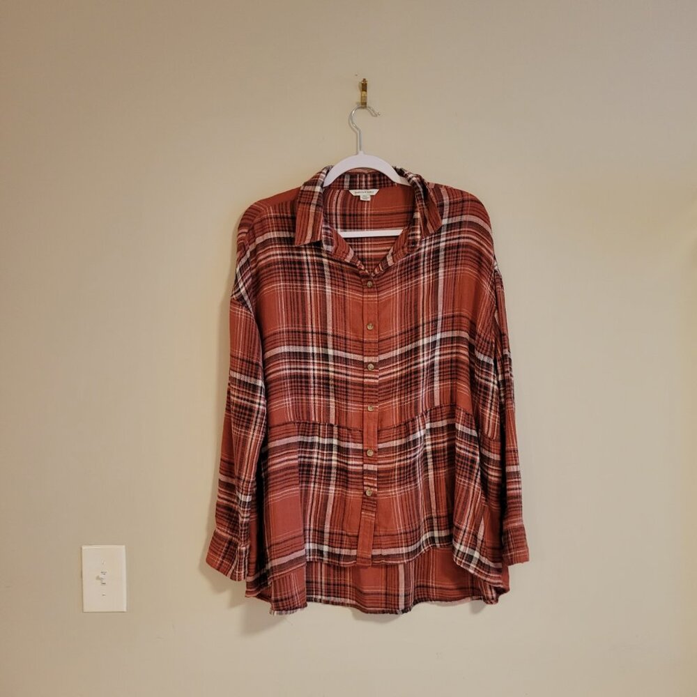 American Eagle Outfitters Flannel Plaid Baby Doll Shirt